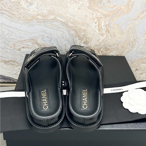 cc dad sandals black lambskin